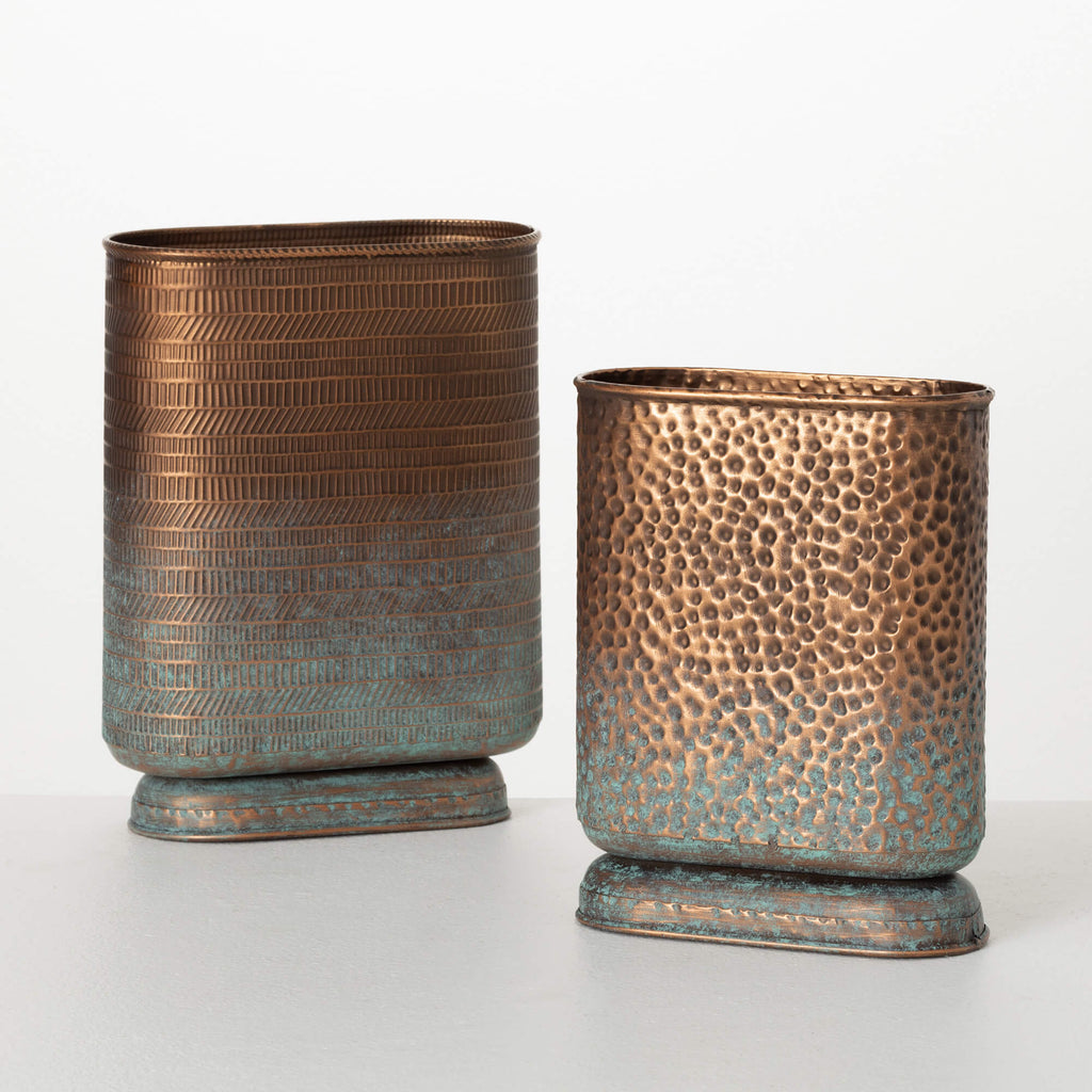 Hammered Shiny Ombre Vase Set 