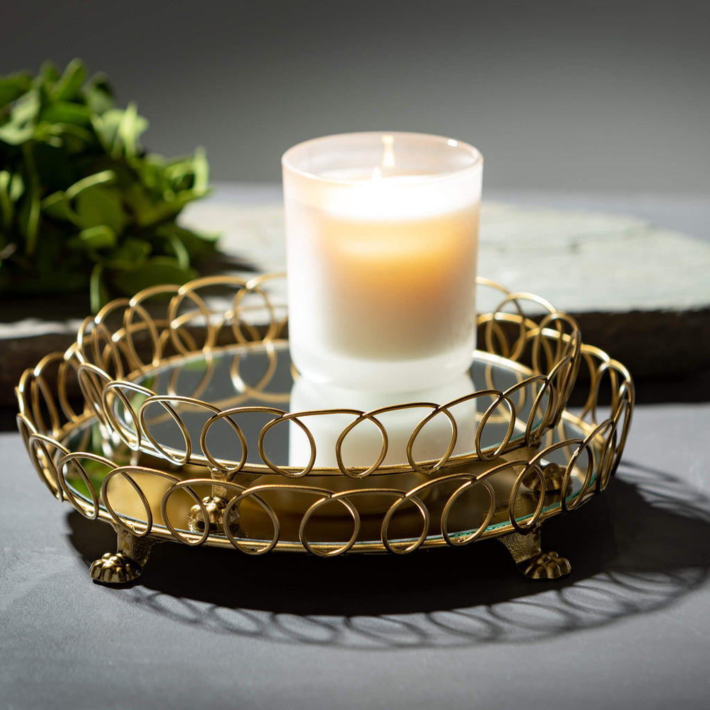 Gilded Gold Mirror Tray Set 3 