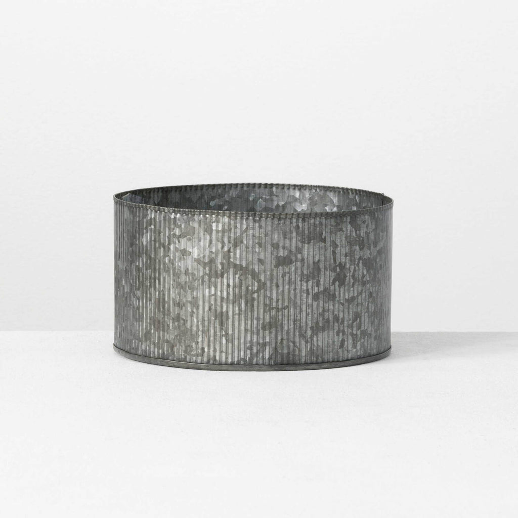 Ribbed Galvanized Metal Pot   
