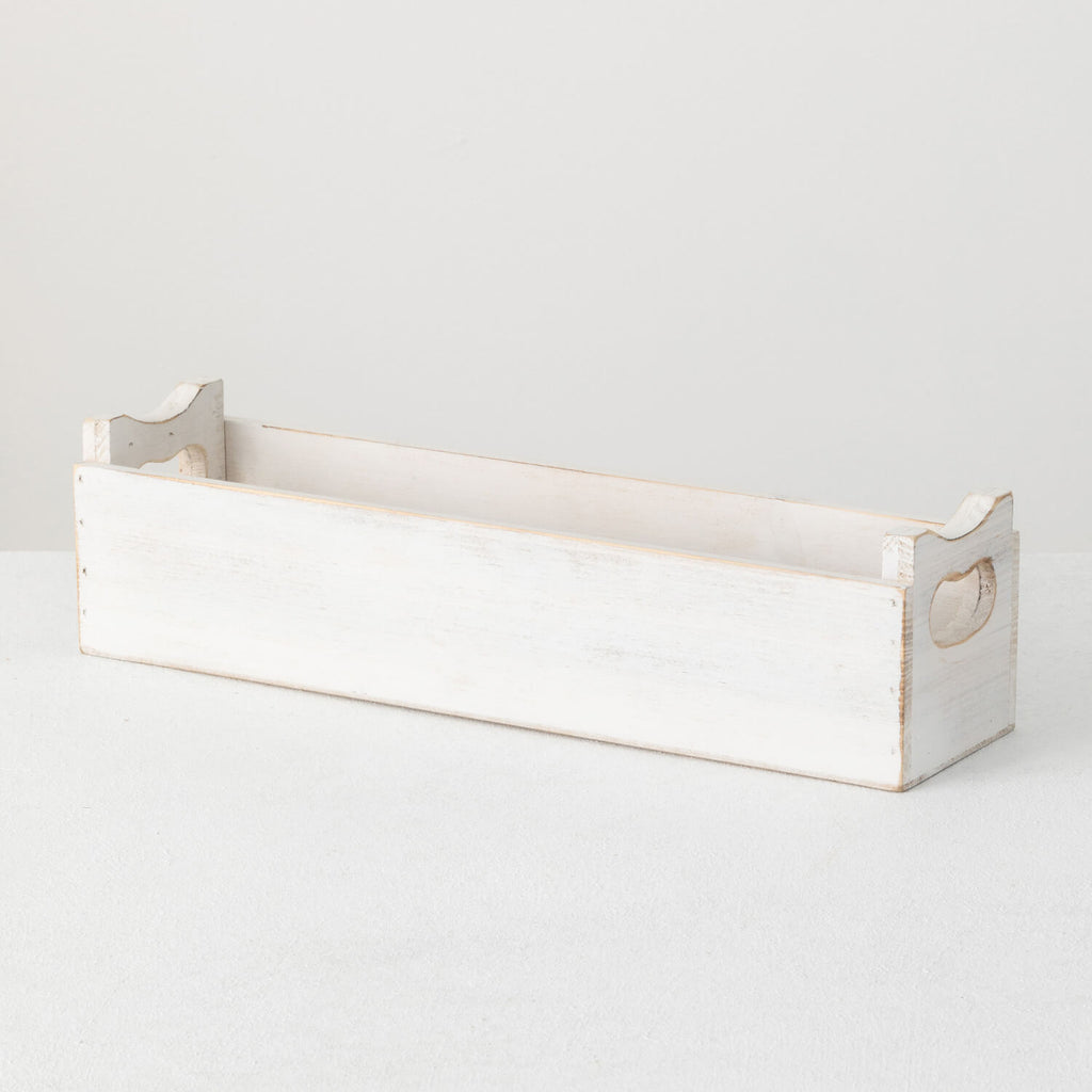 Long White Wooden Container   