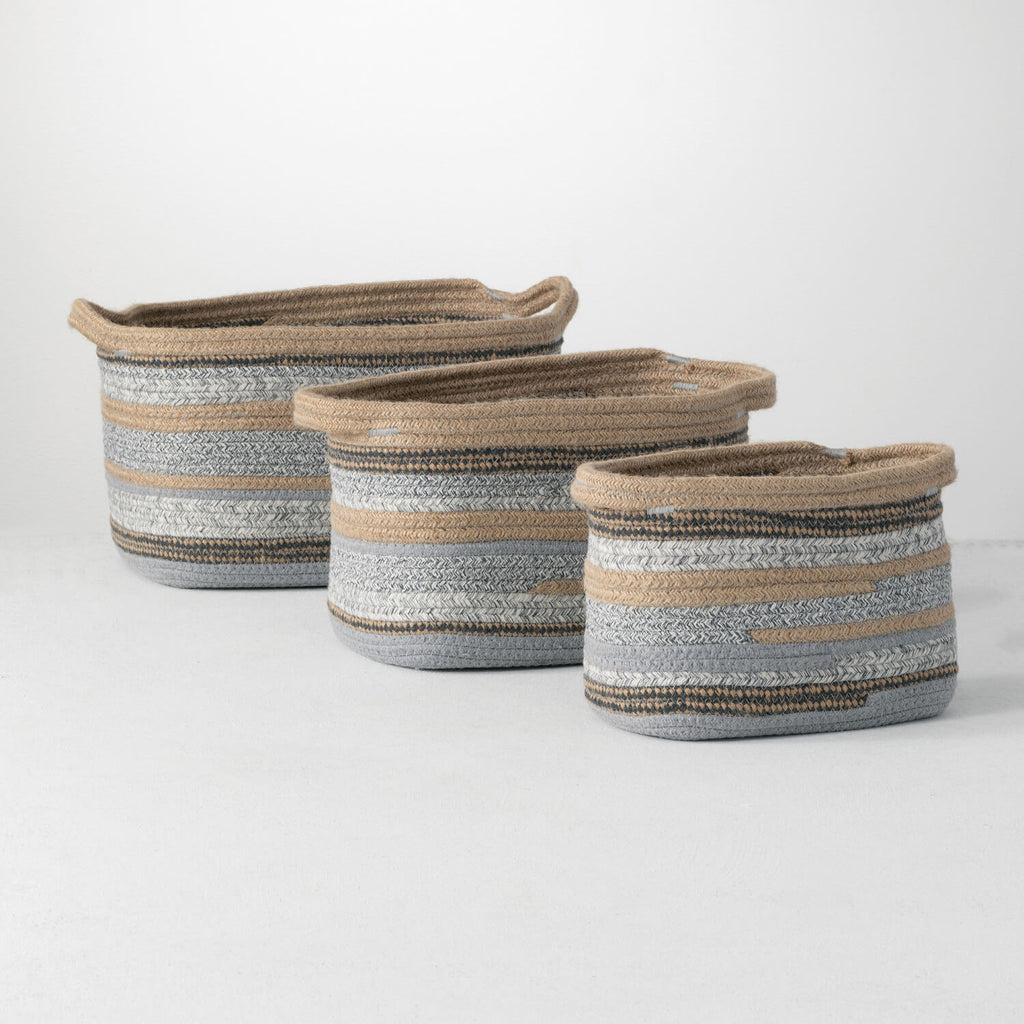 Tri-Colored Gray Basket Set/3 