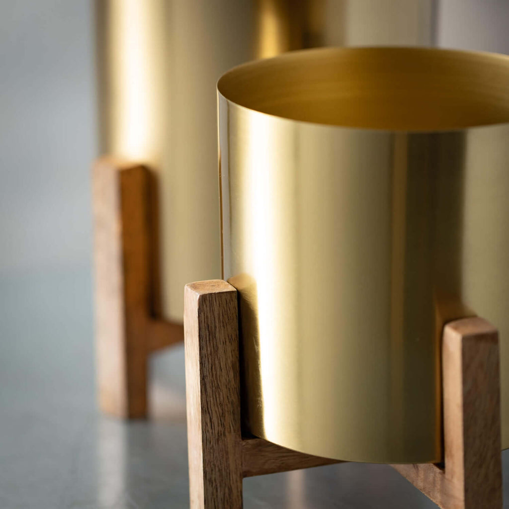 Brass Planter Pair On Stands  