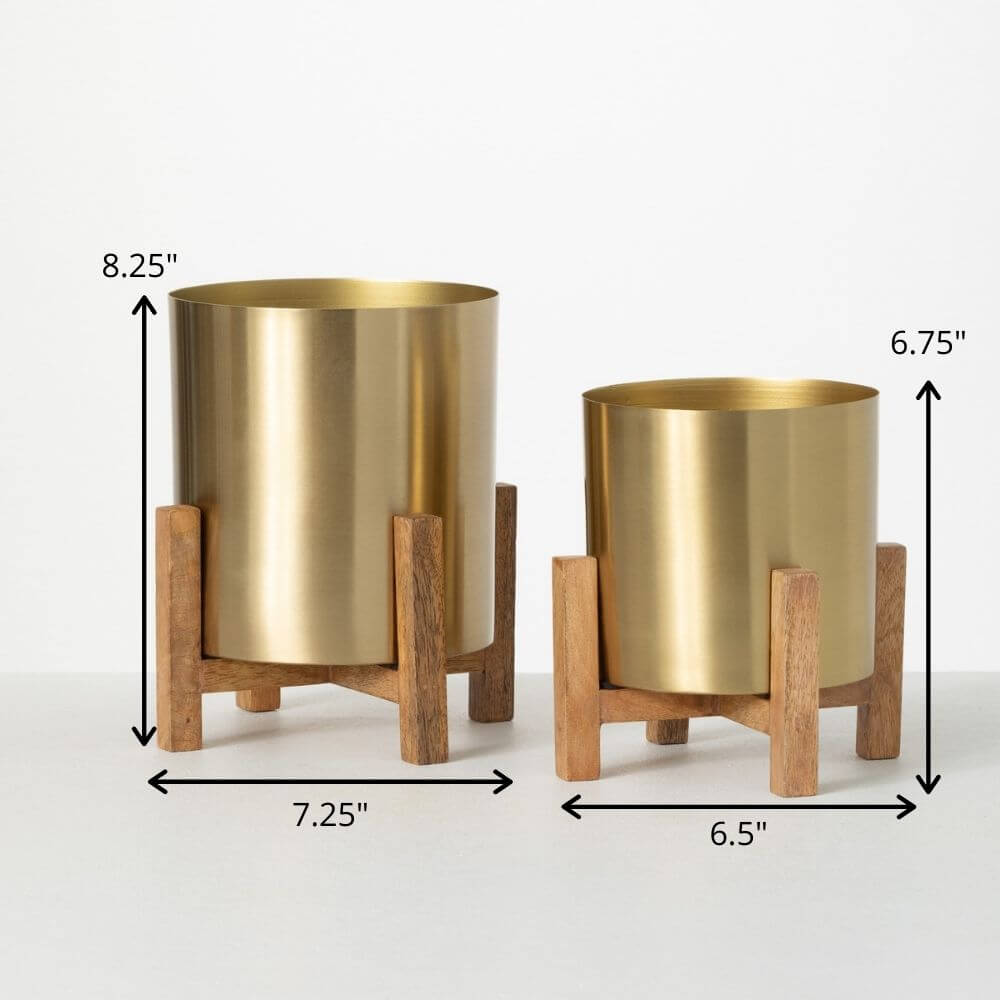 Brass Planter Pair On Stands  