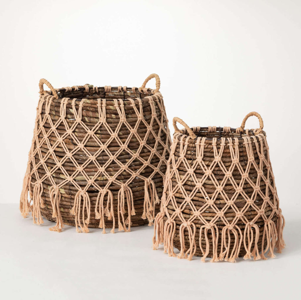 Boho Baskets With Macrame     