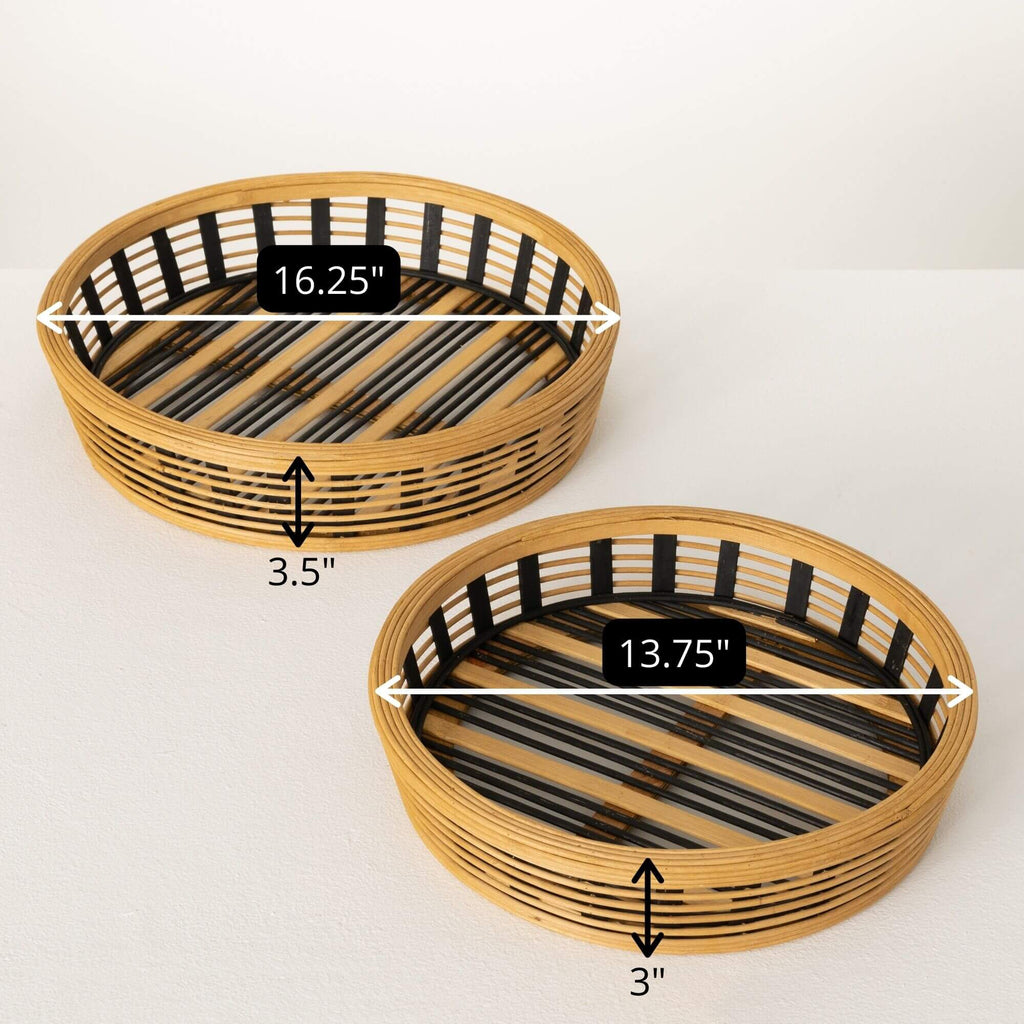 Two-Toned Bamboo Tray Set Of 2