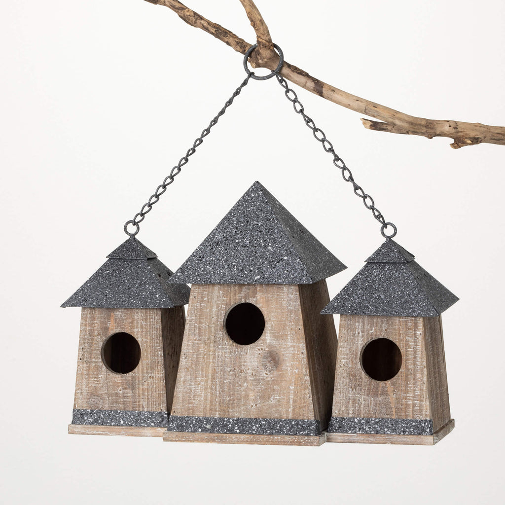 Wood Triple Birdhouse Condo   