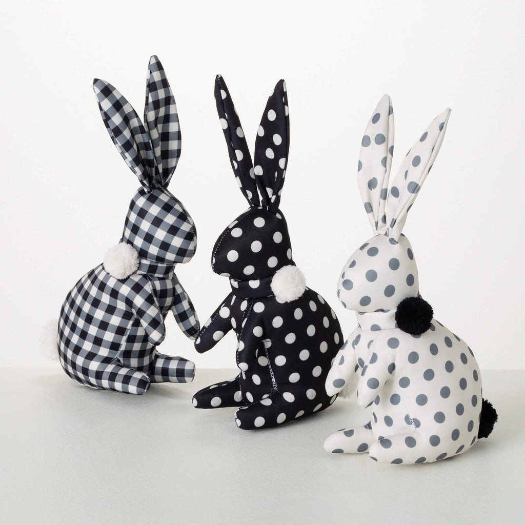 Patterned Textile Bunny Trio  