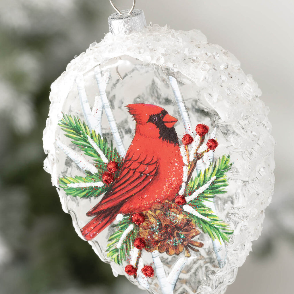 Glass Cardinal Ornament       