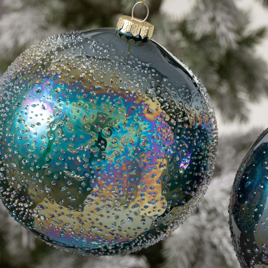 Blue Bubble Glass Ornament Set