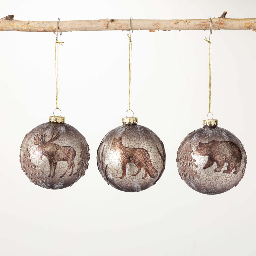 Bear Moose Fox Ornament Set   