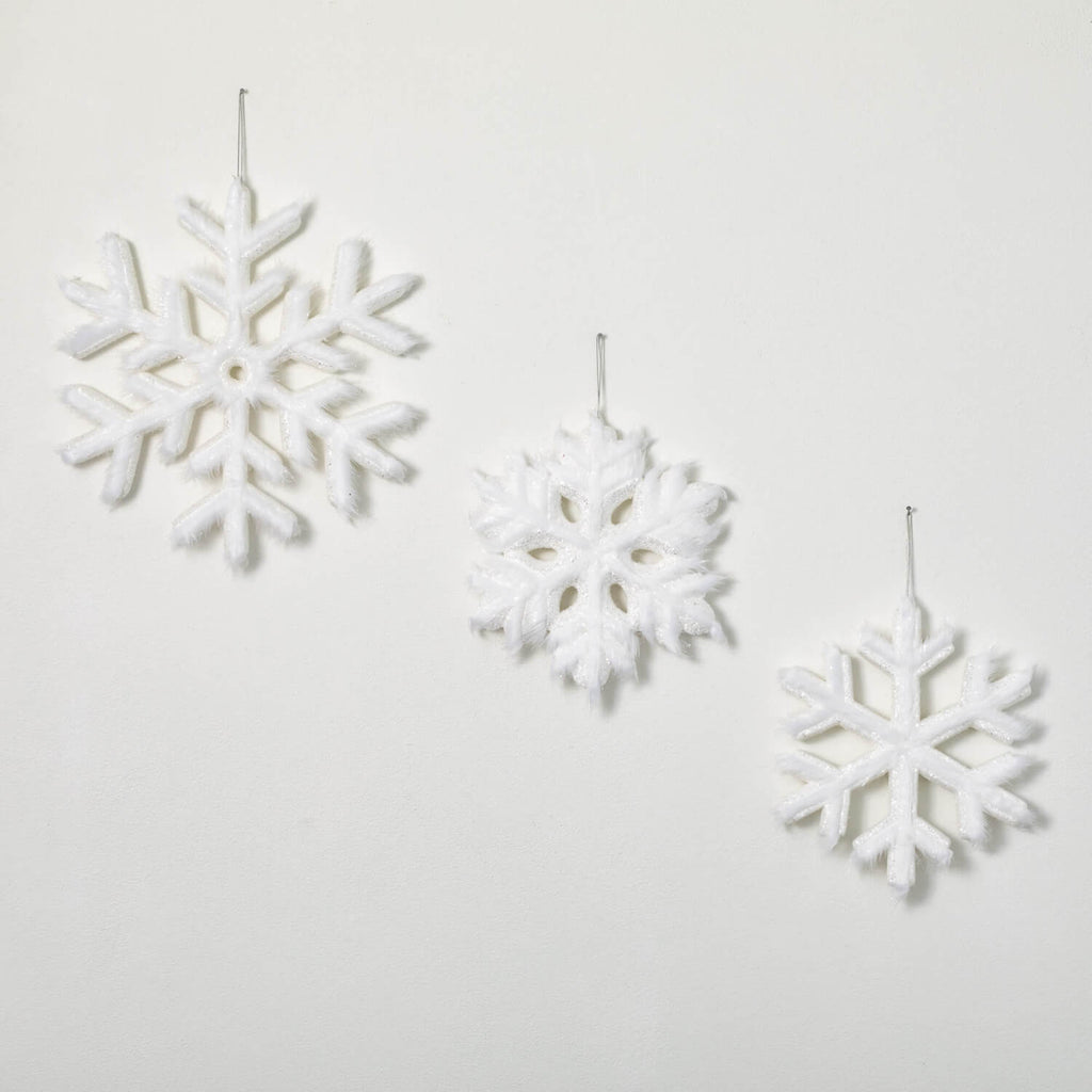 Faux Fur Snowflake Ornaments  