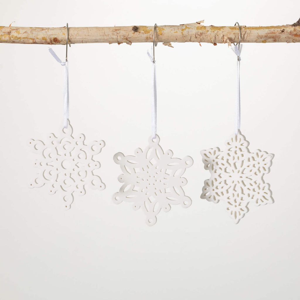 Ceramic Snowflake Ornament Set