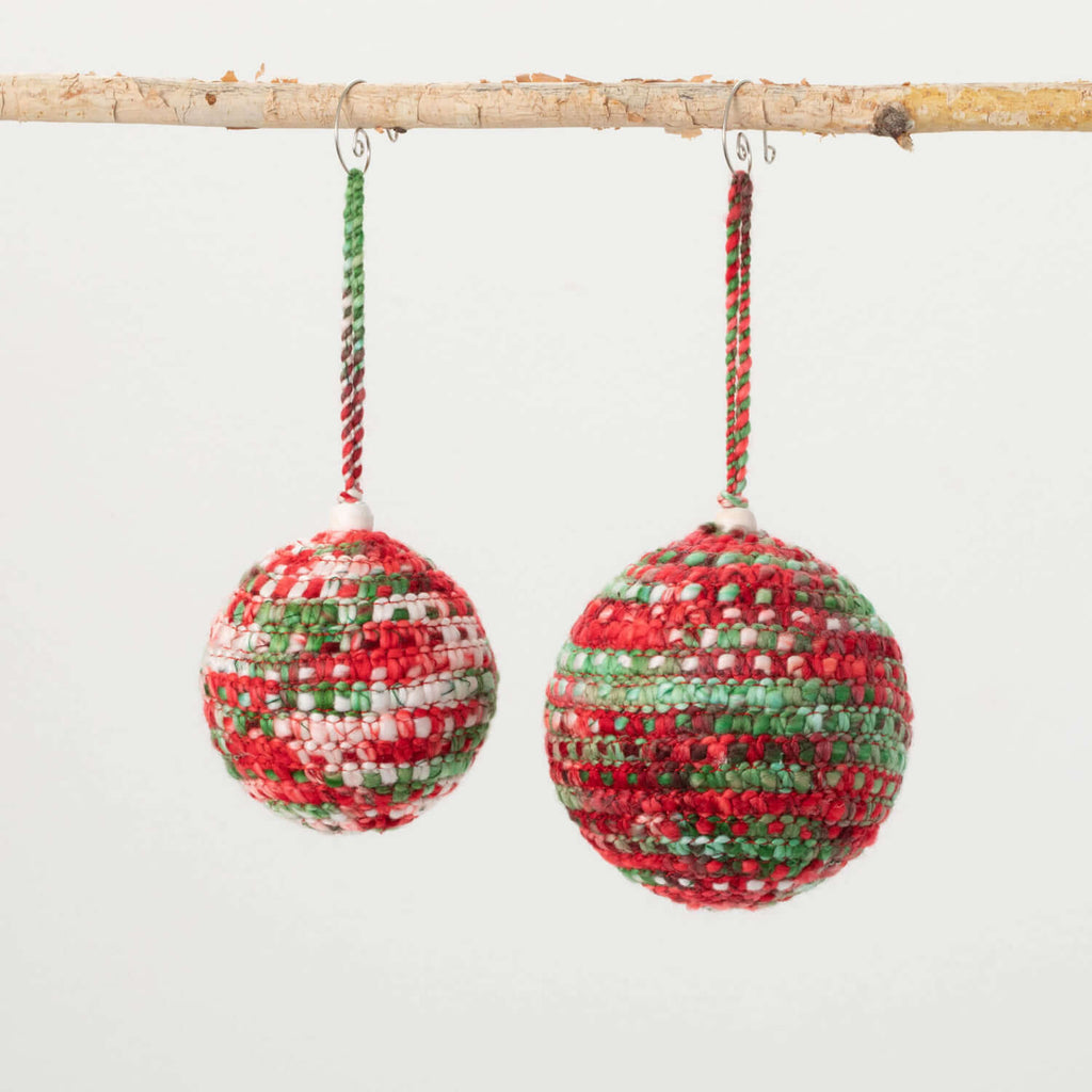 Festive Knit Ball Ornament Set
