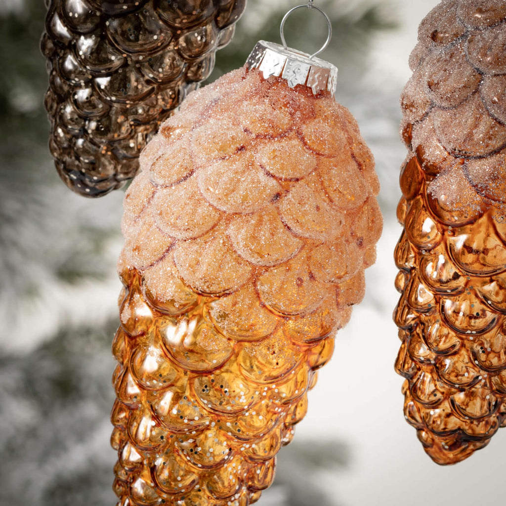 Pearlescent Pinecone Ornaments
