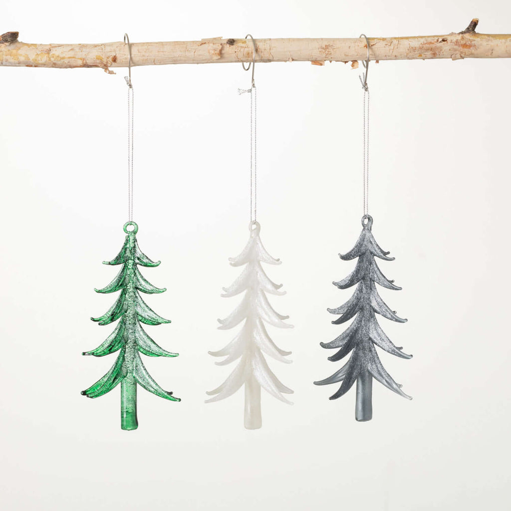 Frosted Glass Tree Ornaments  