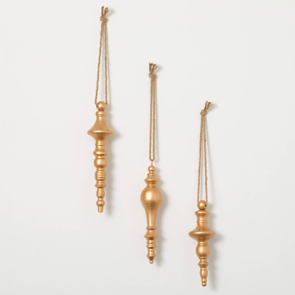 Gold Finial Ornament Set Of 3 