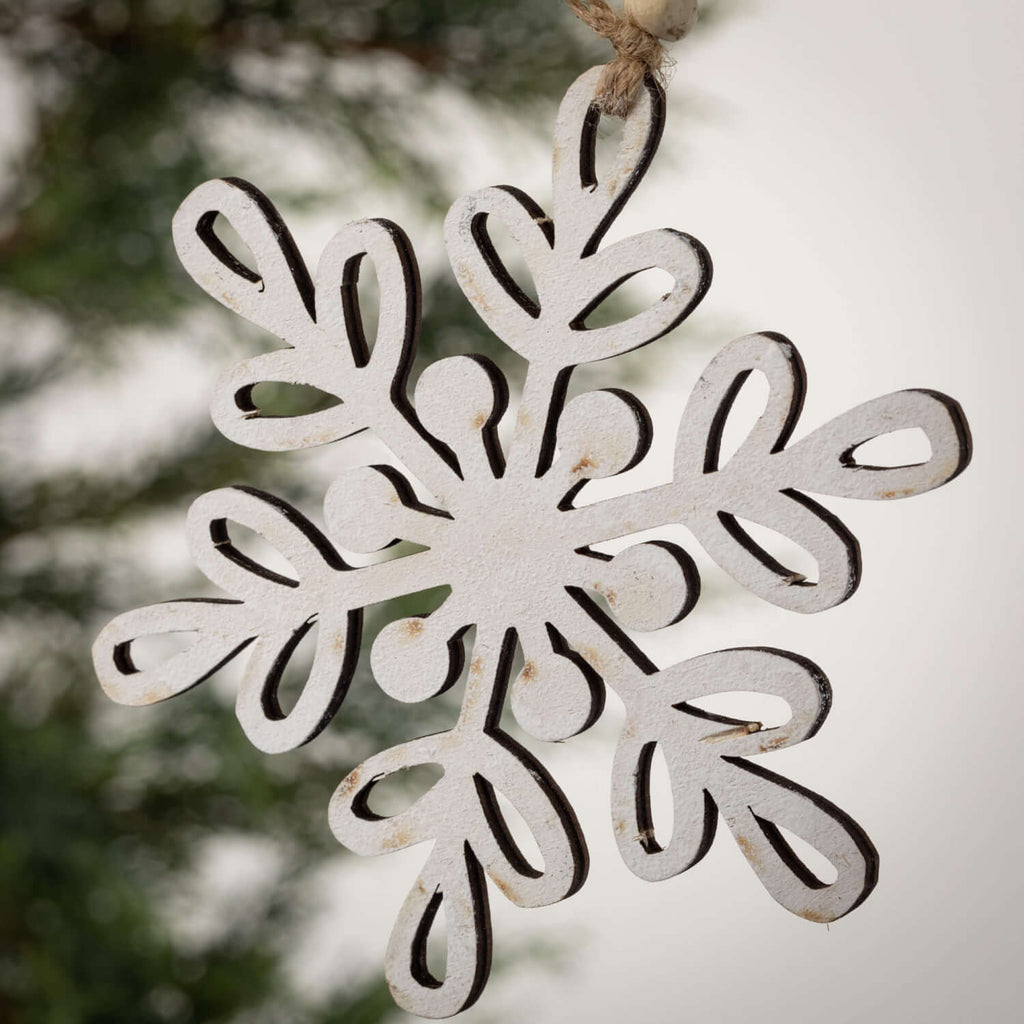 Wood Bead Snowflake Ornament  