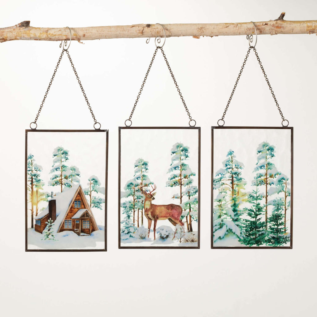 Woodland Triptych Ornament Set