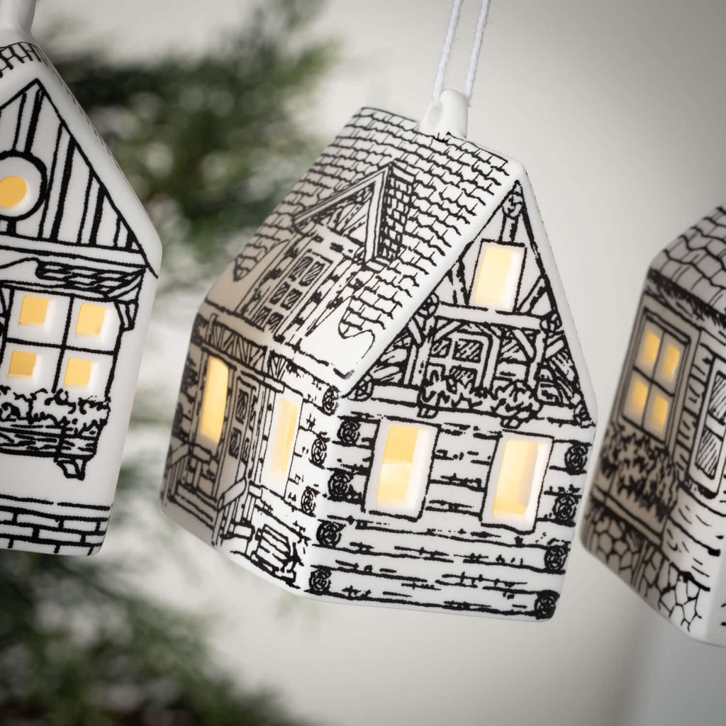 Ceramic Led House Ornament Set