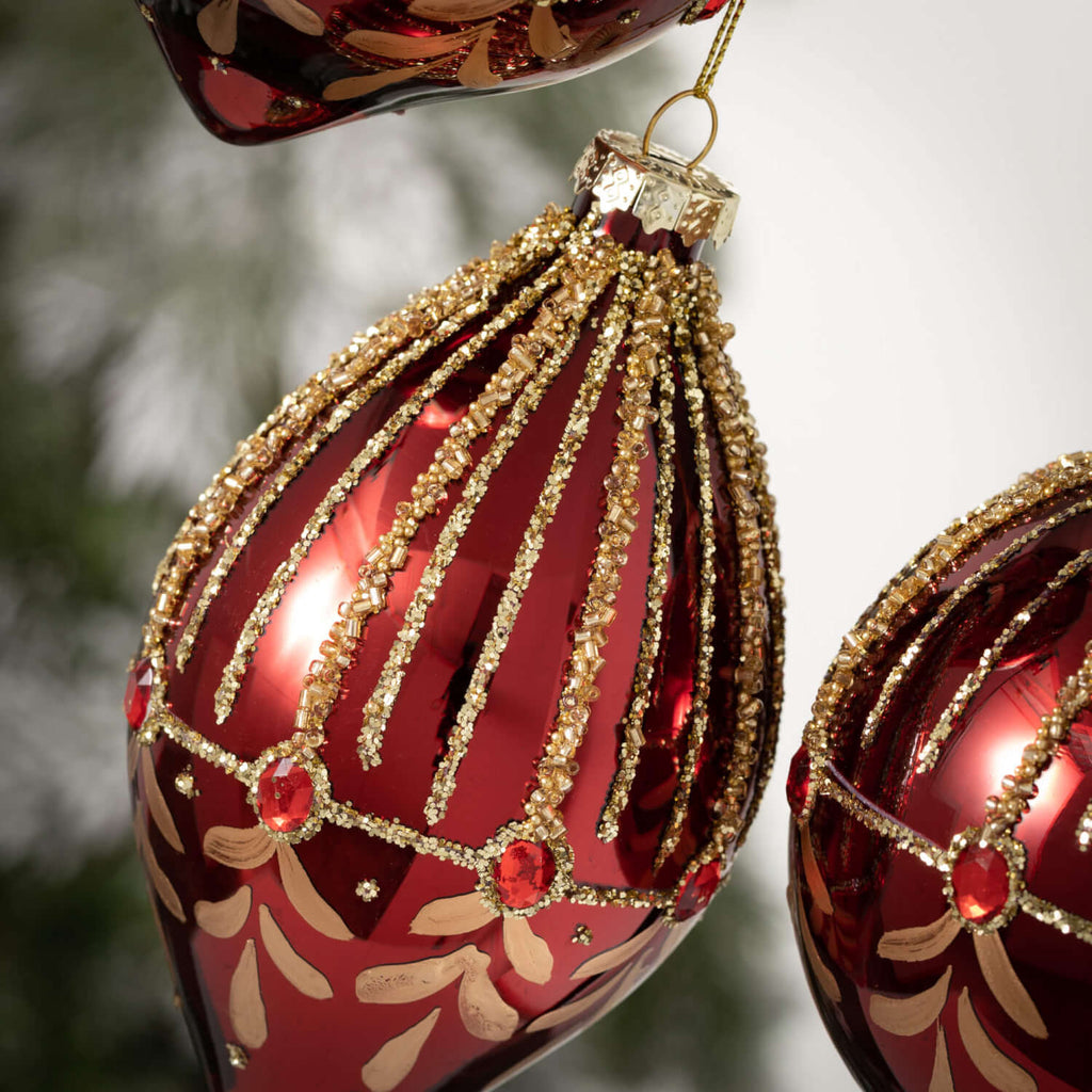 Glitter Gold & Red Ornaments 3