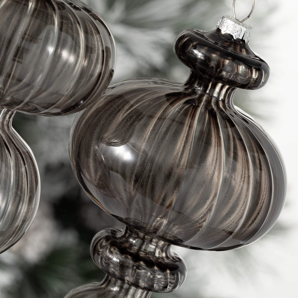 Smokey Glass Finial Ornaments 