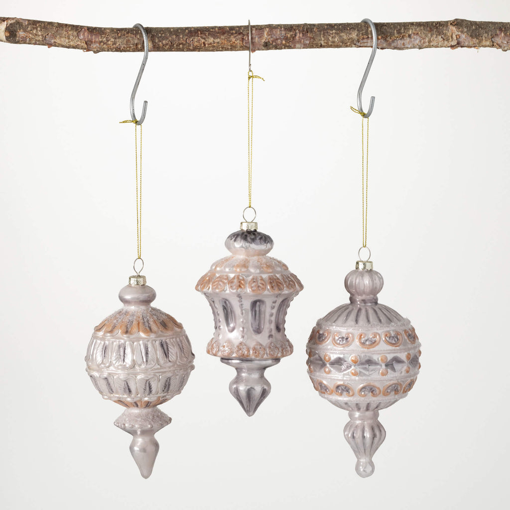 Frosted Ball Finial Ornaments 