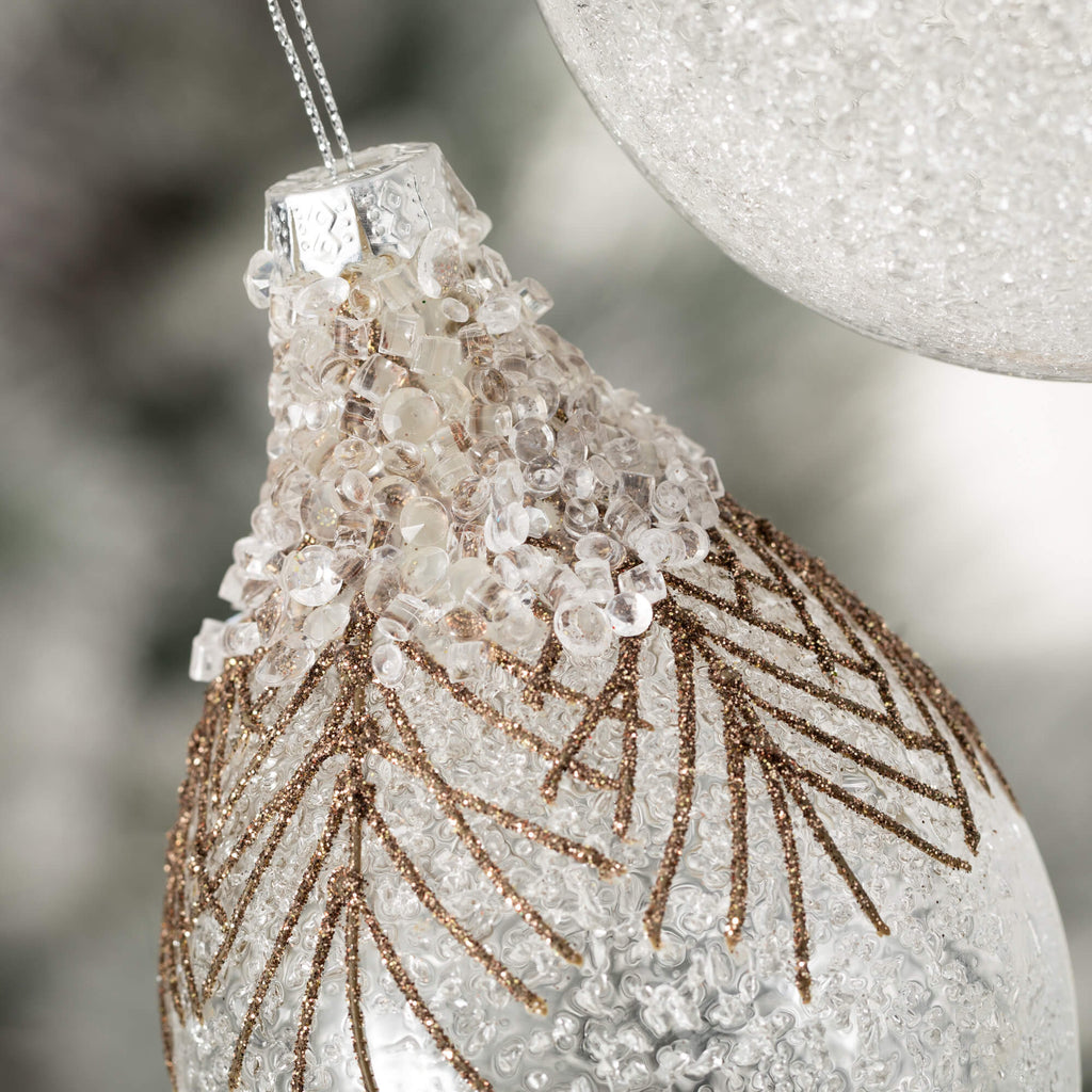 Icy Golden Pine Ornament Set 2