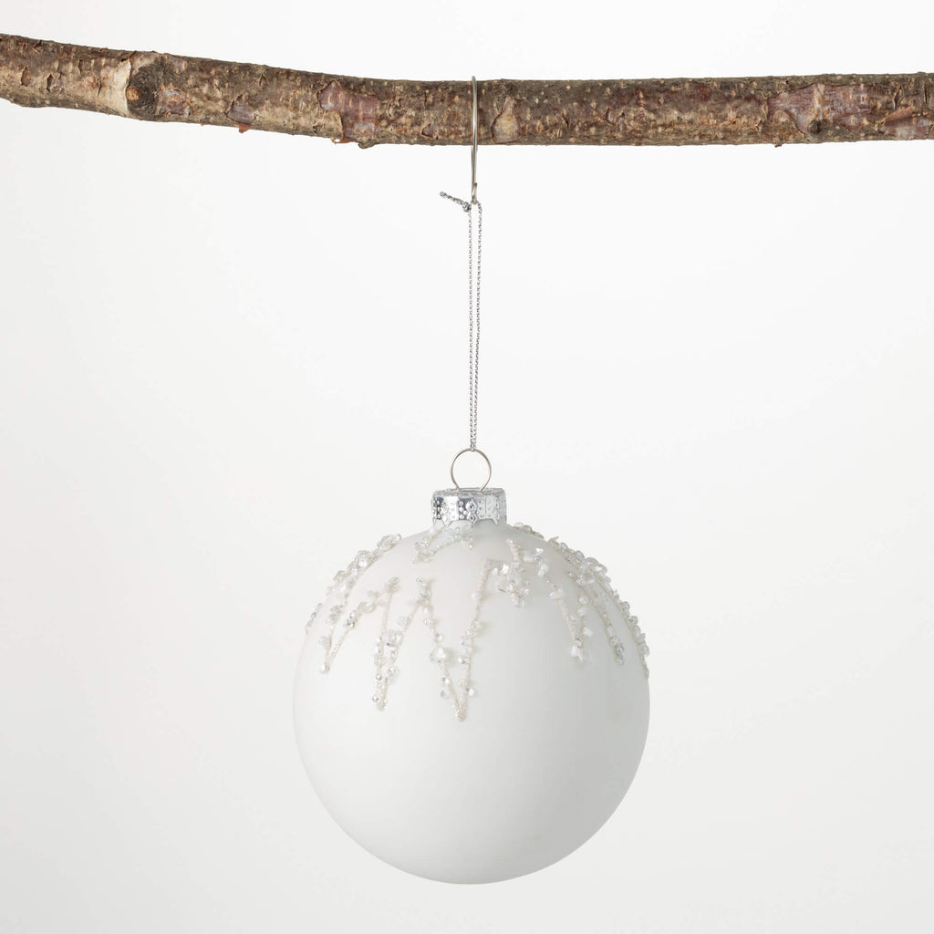 Frosted White Ball Ornament   