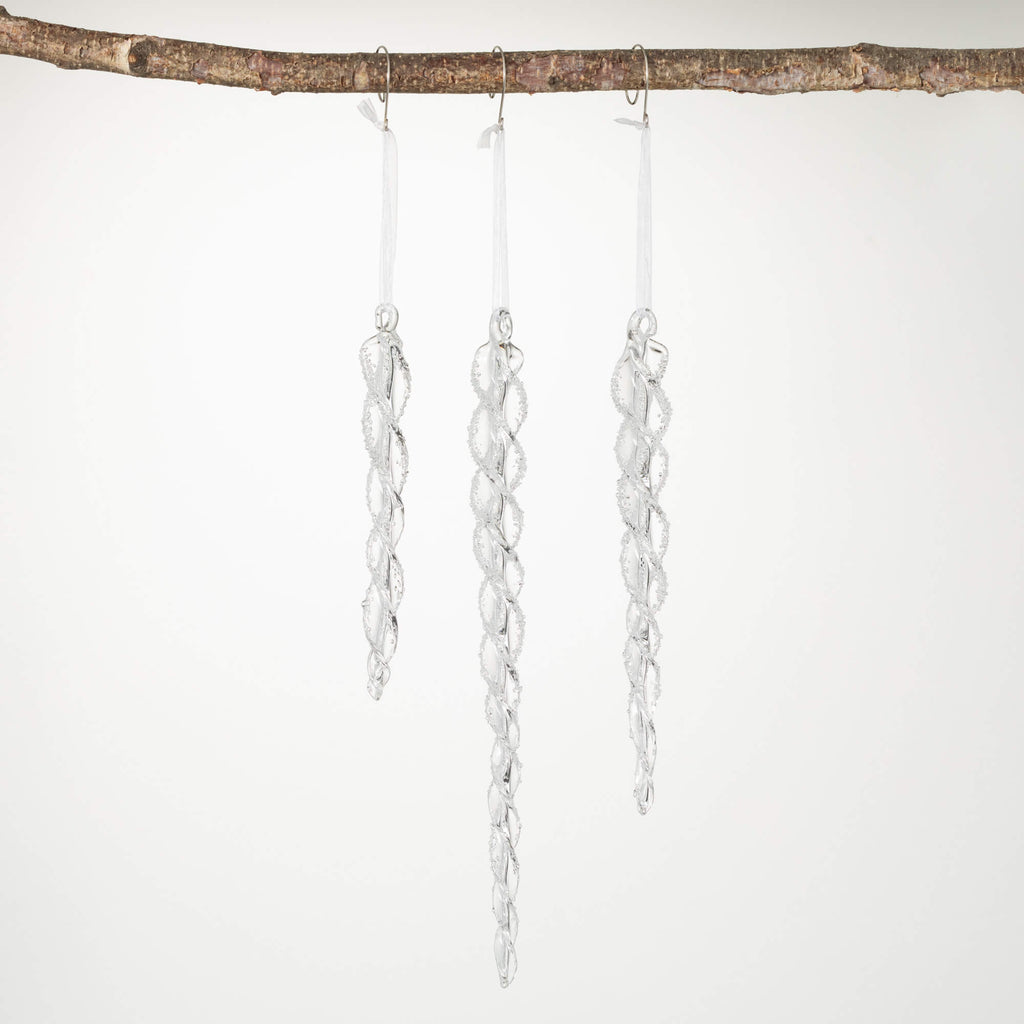 Twisted Glass Icicle Ornaments
