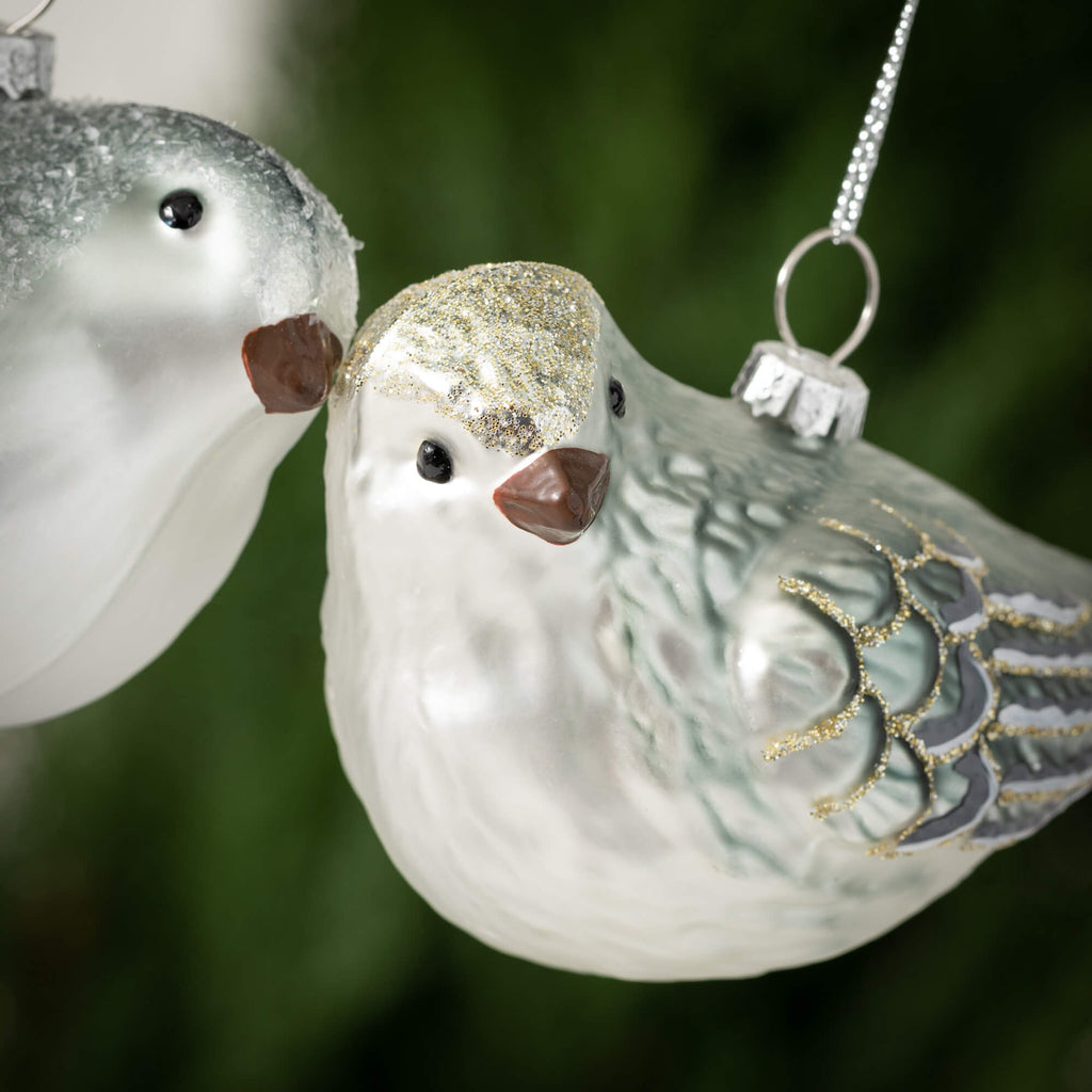 Glass Bird Ornament Set Of 2  
