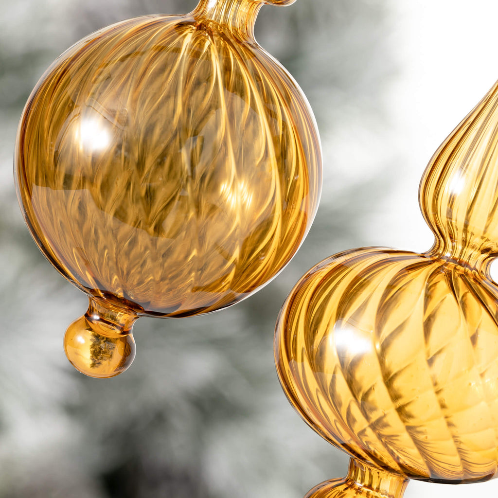 Amber Finial Ornament Set Of 2