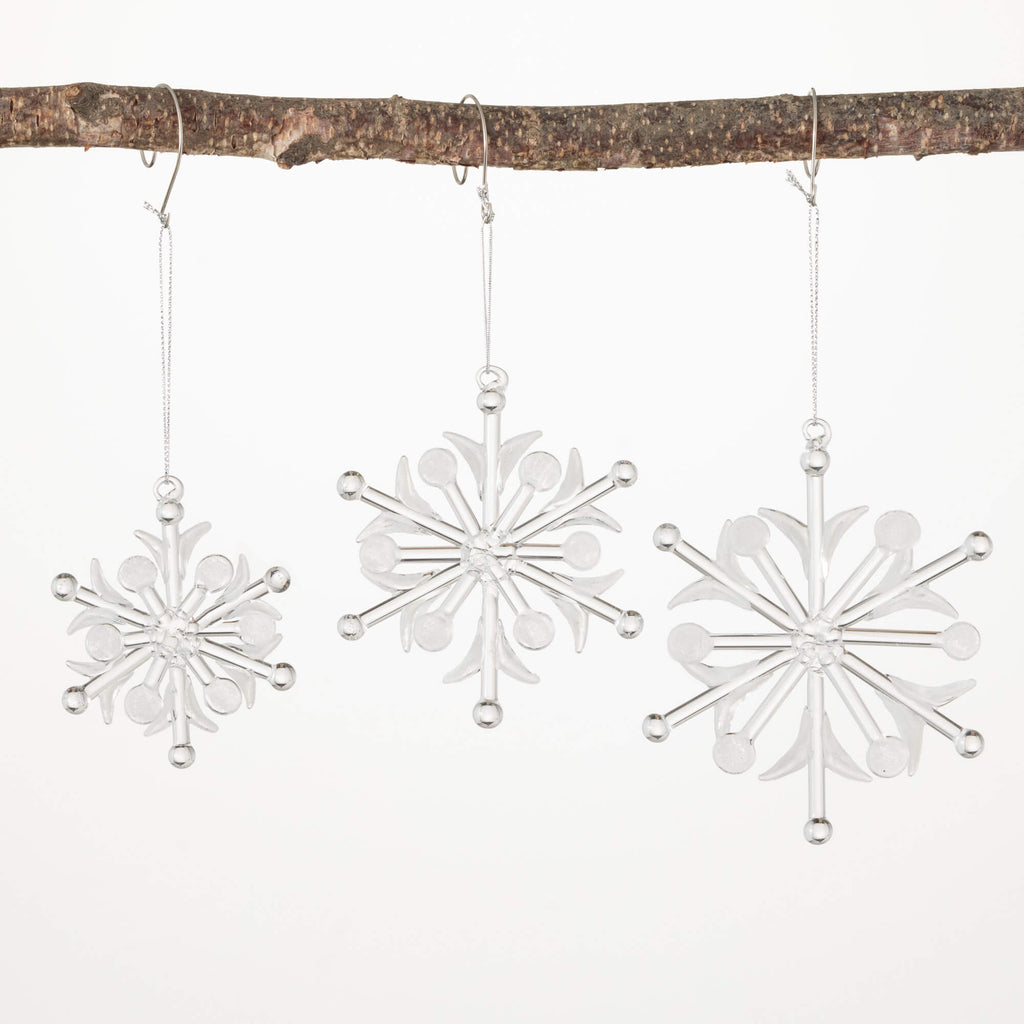 Glitter Snowflake Ornament Set