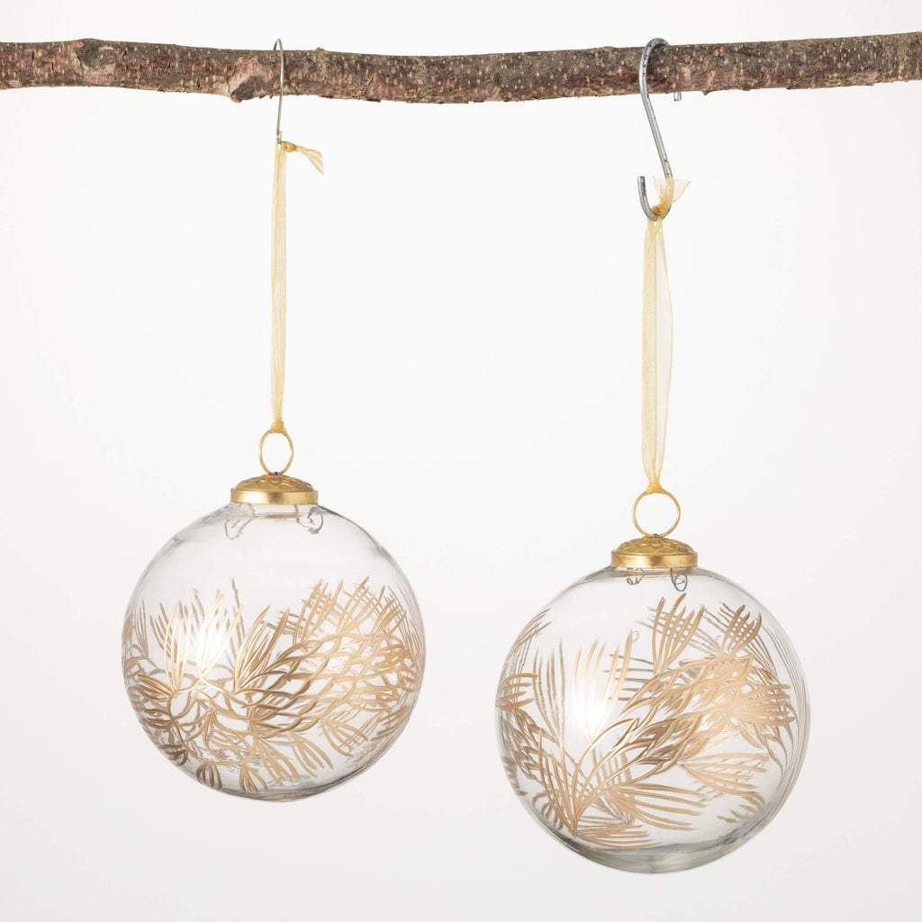 Gold Pine Ball Ornament Set   
