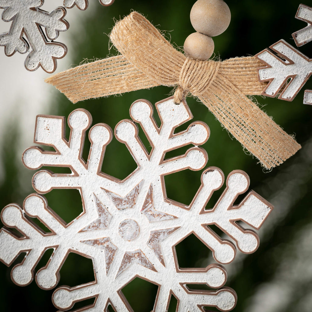 Wood Snowflake Ornament Set 3 