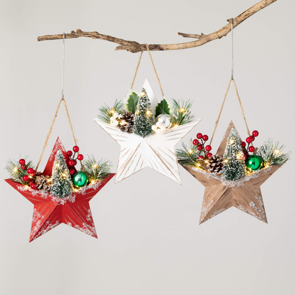Lighted Pine Star Ornaments 3 