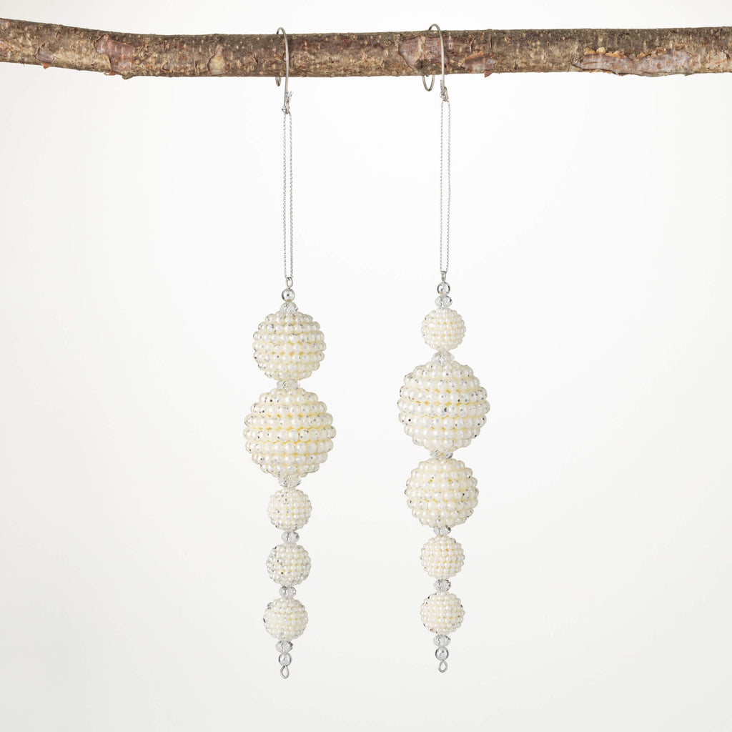 Pearl Beaded Ornament Set Of 2