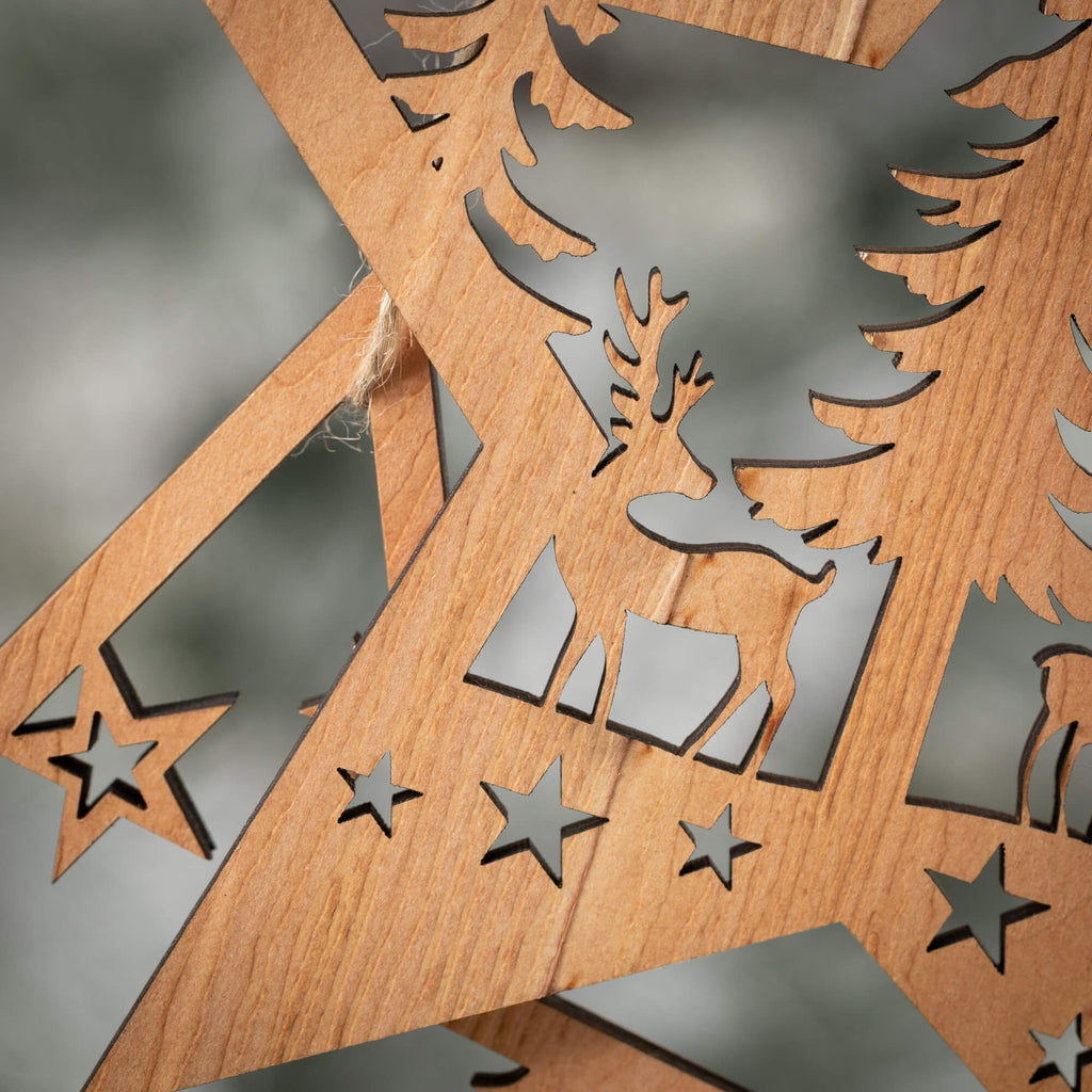 Woodland Star Ornament Set 2  