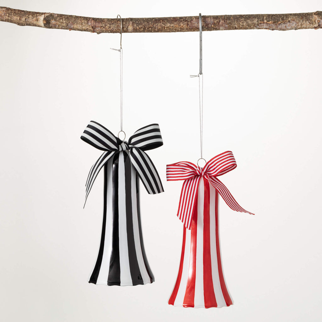 Striped Bell Ornament Set Of 2