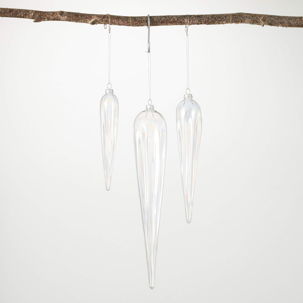 Clear Glass Icicle Ornaments 3