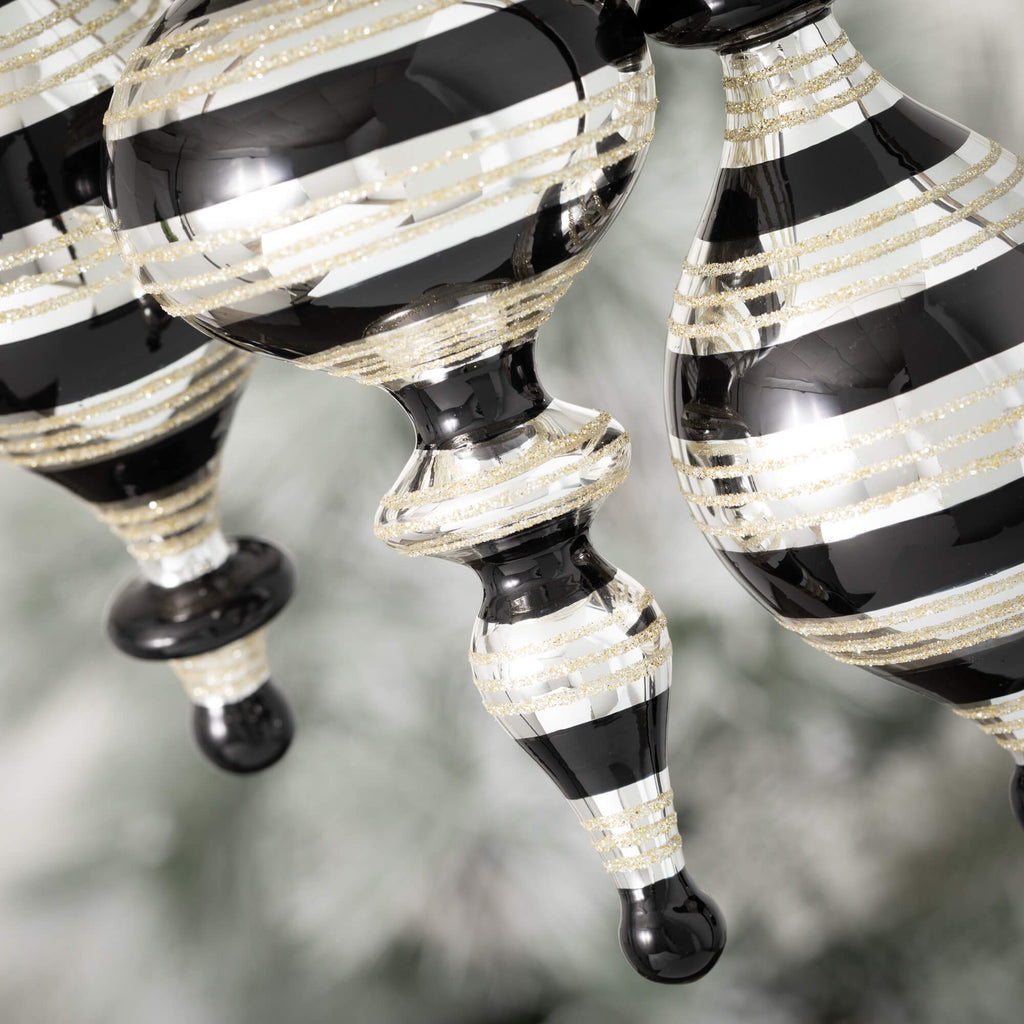 Striped Finial  Ornament Trio 