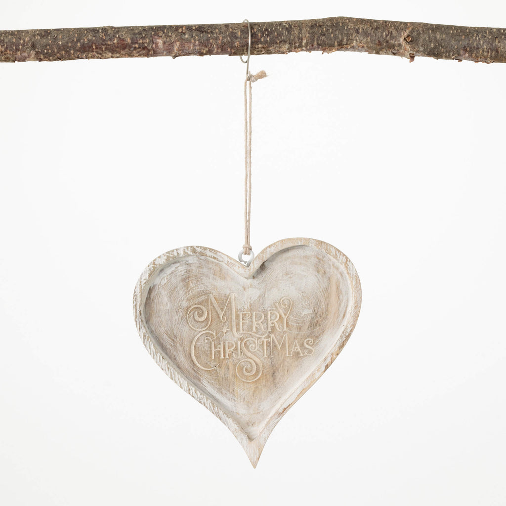Whitewashed Heart Ornament    