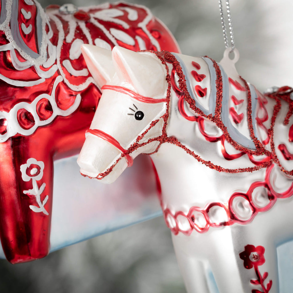 Red Dala Horse Ornament Set   