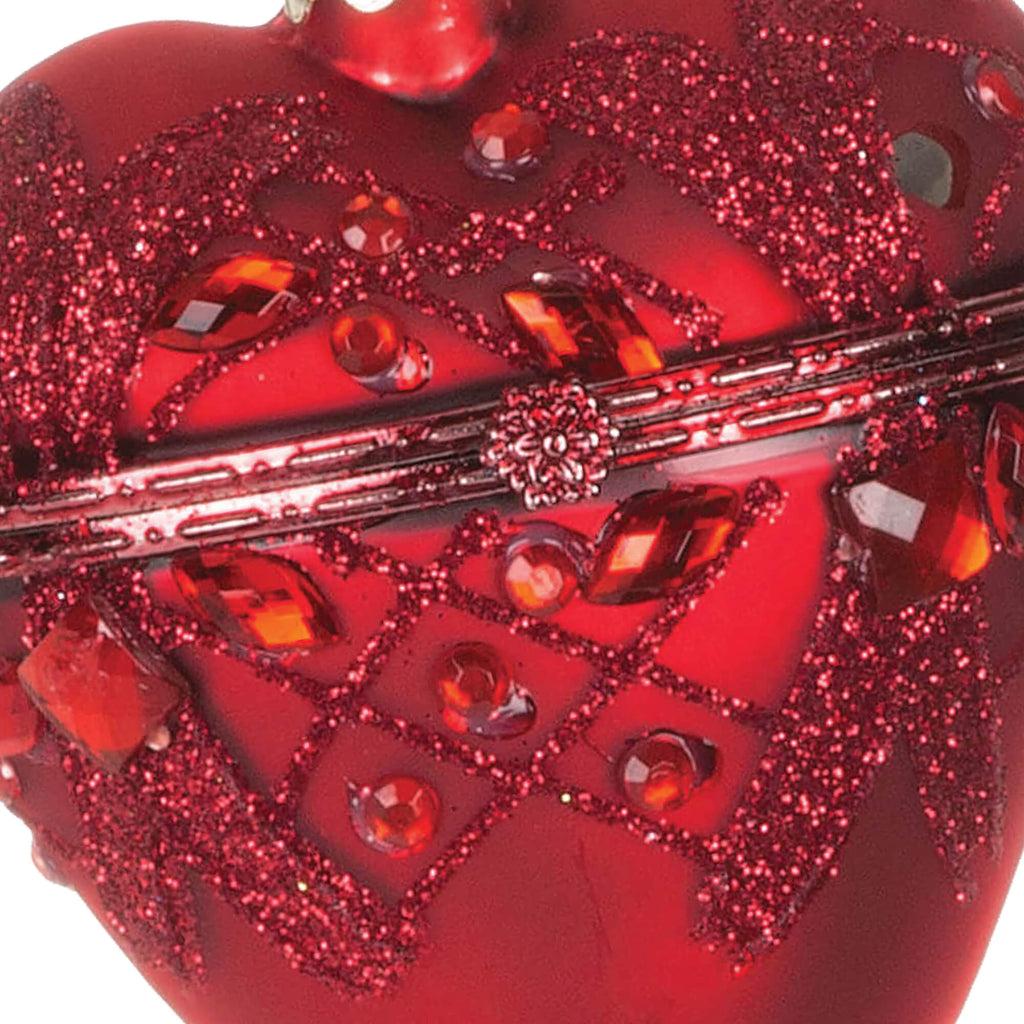 Red Glass Heart Box Ornament  
