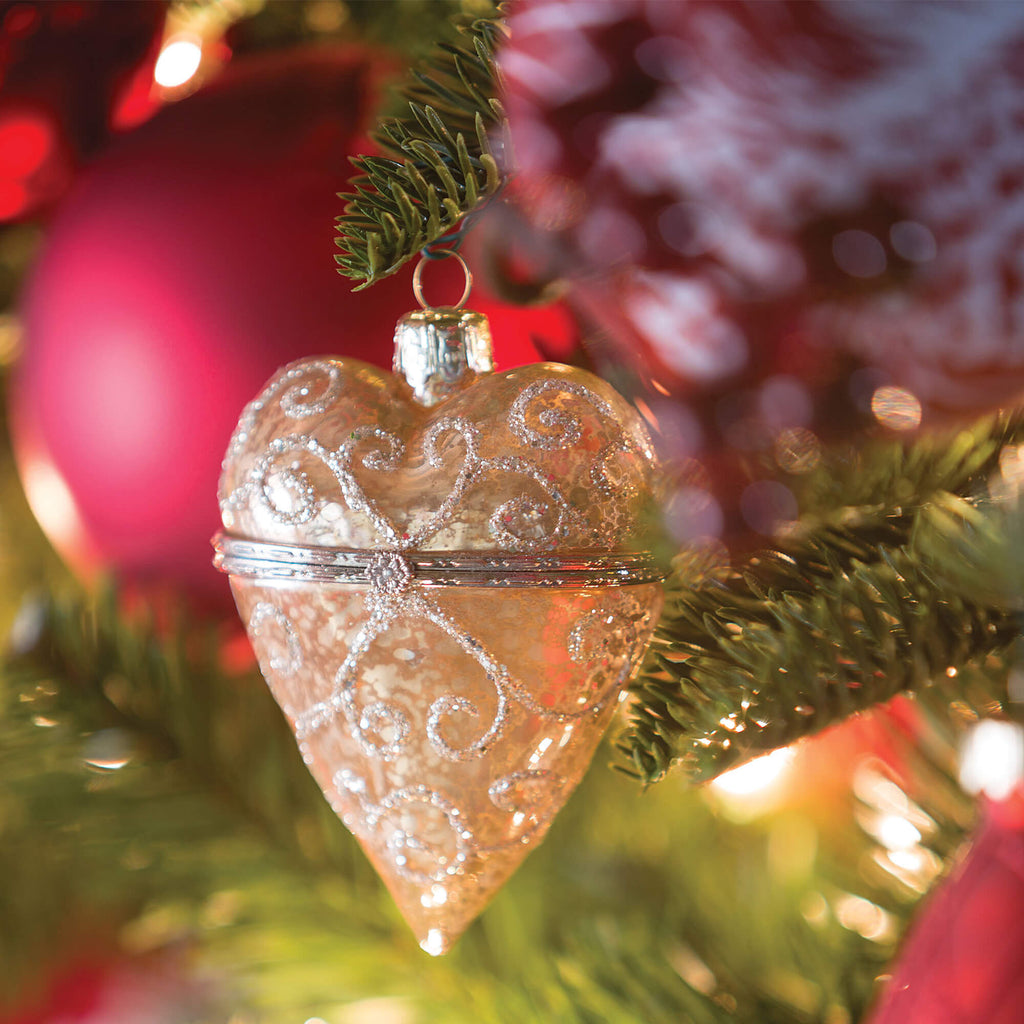 Clear Glass Heart Box Ornament