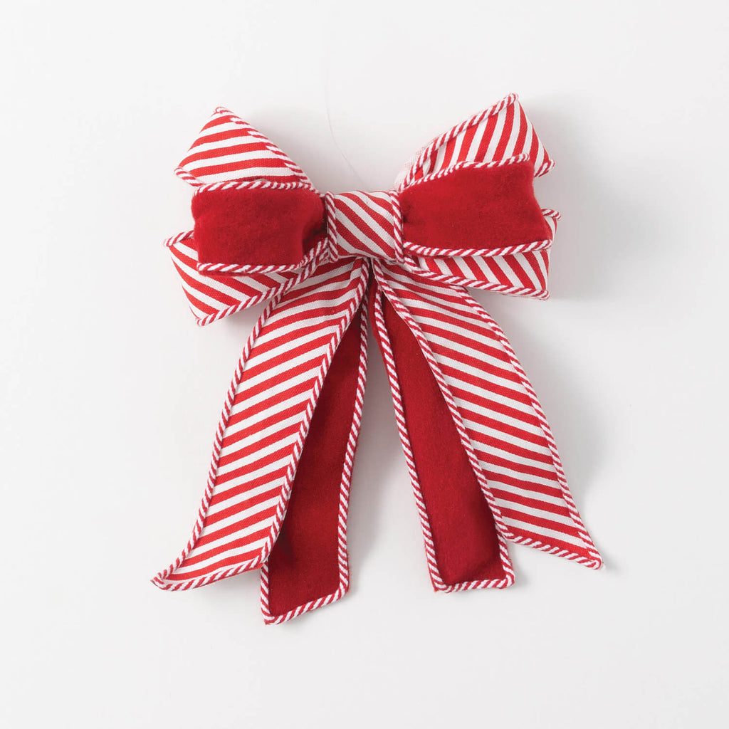 Red Striped Bow Ornament      