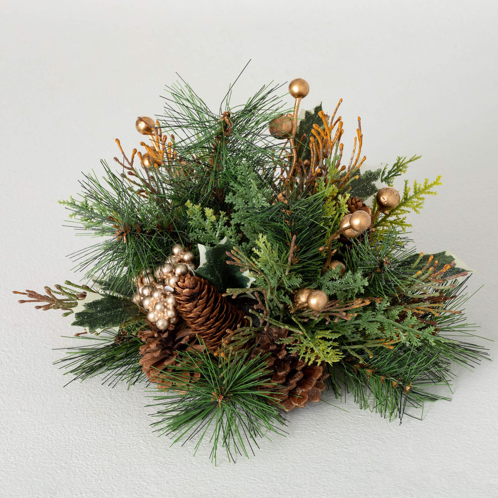 Gold Holly And Pine Orb       