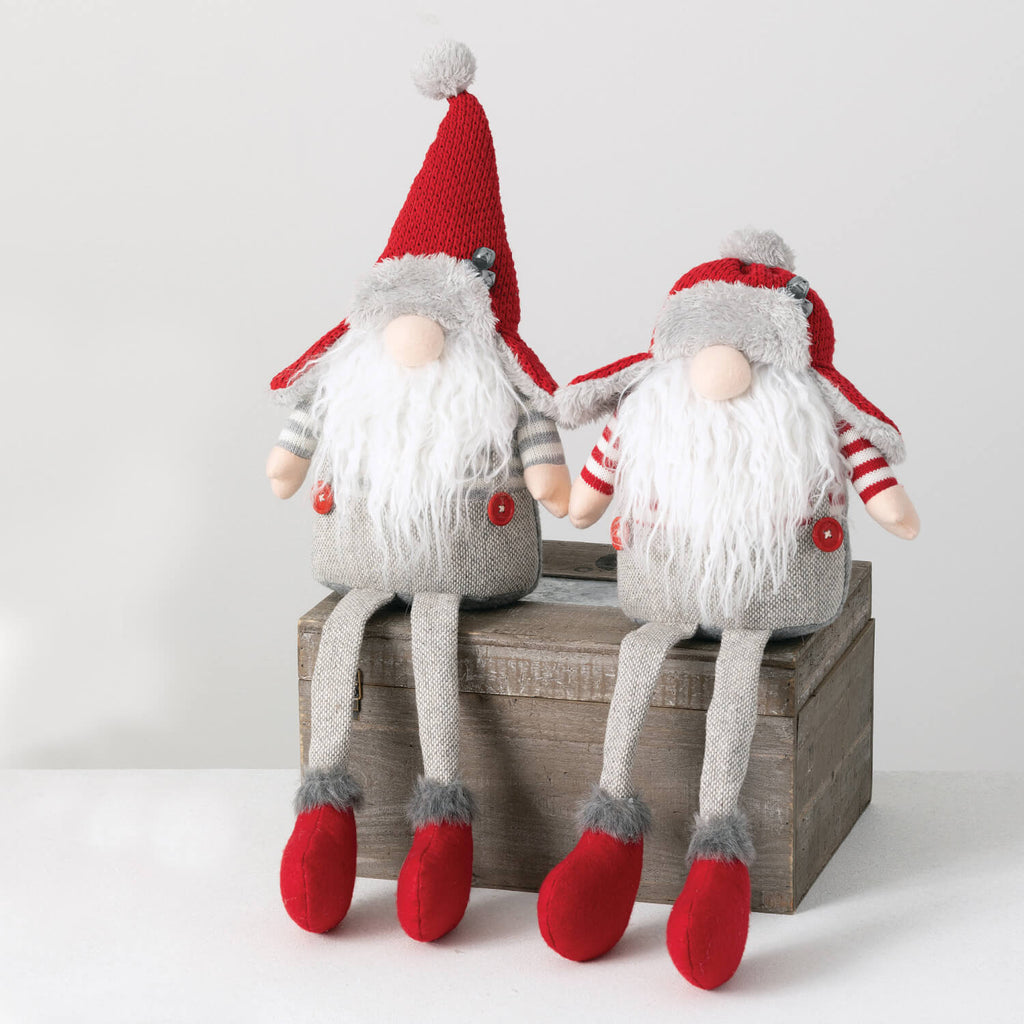 Whimsical Sitting Plush Gnomes