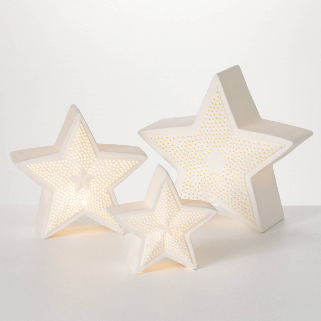 Illuminated Ceramic Stars Set 
