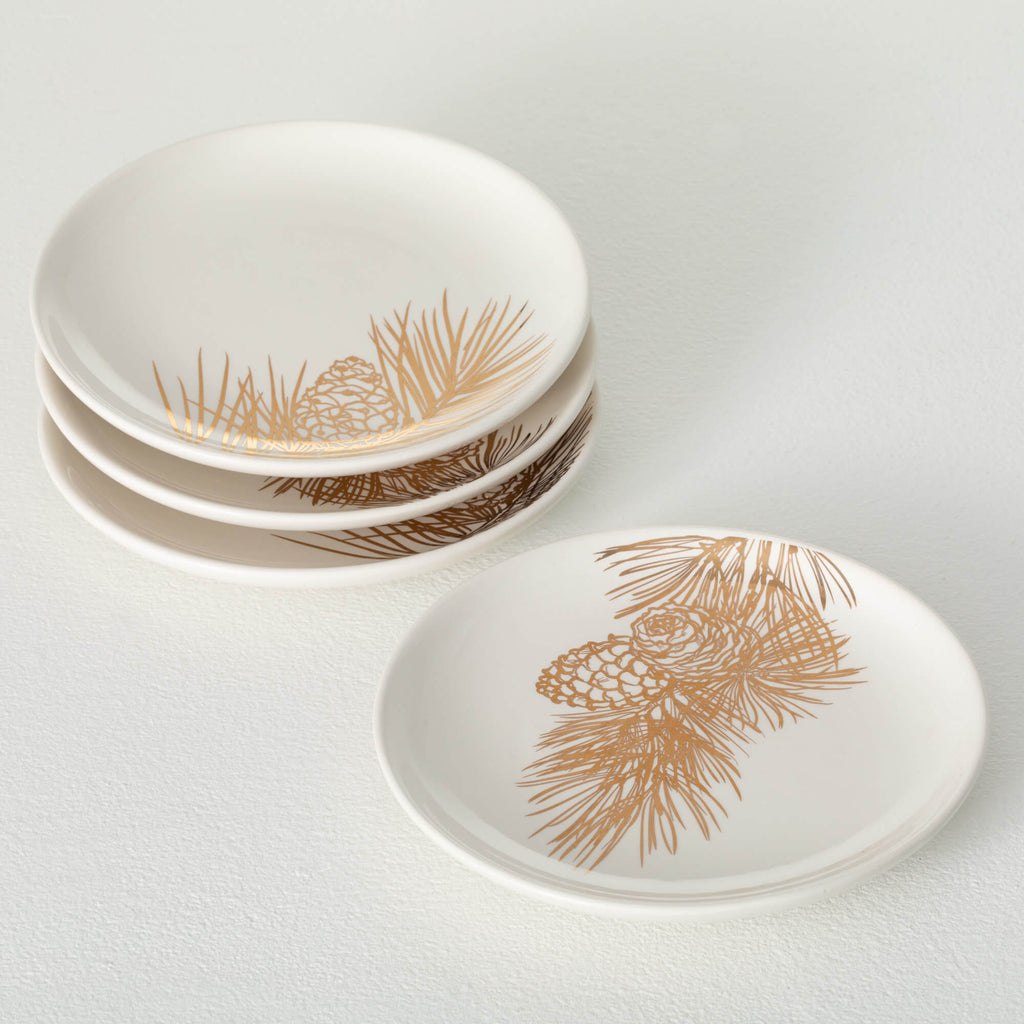 Gold Pine Snack Plate Set Of 4