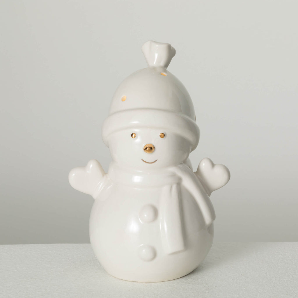 Led Porcelain Snowmen Set Of 2